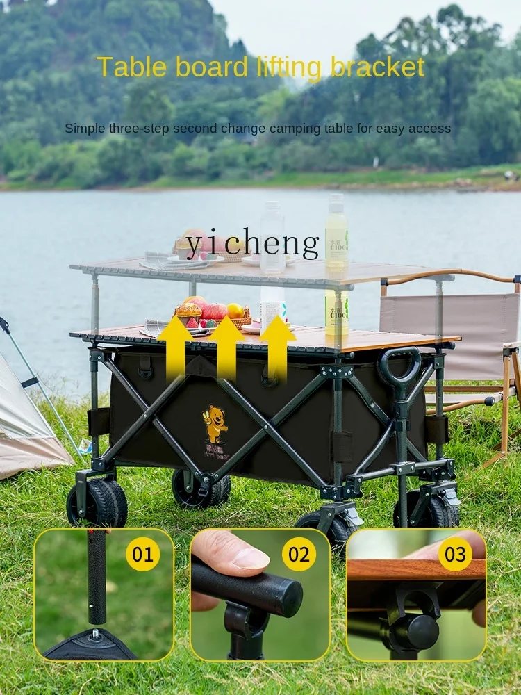 XL Cart Outdoor Folding Trolley Oversized Camping Hand Buggy Stall Picnic Car