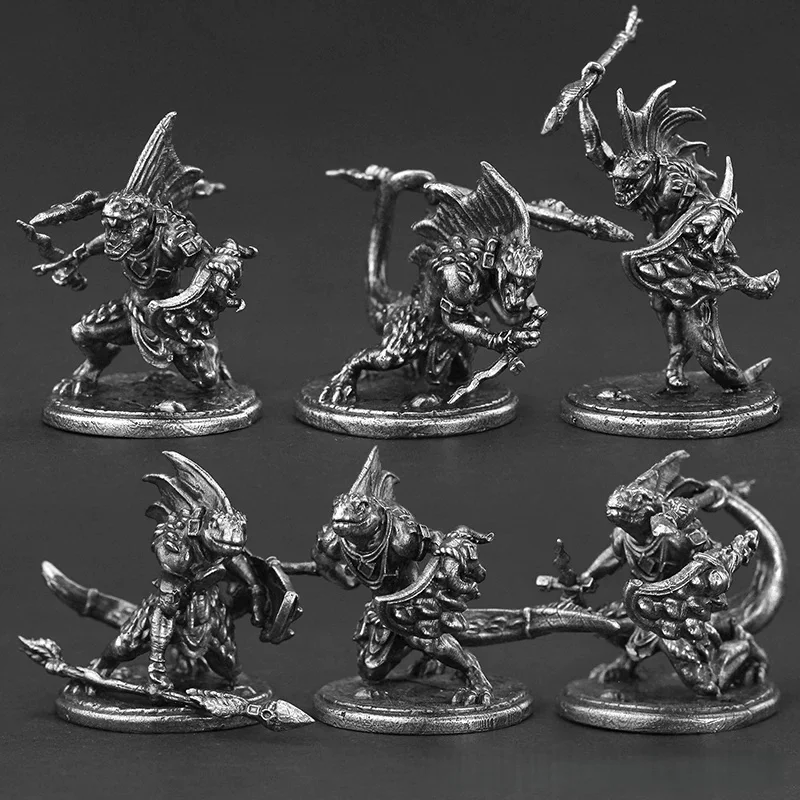 Solid Metal Lizardfolk Soldier Model, Fantasy Wargame Miniature, Tabletop Decor, War Hobby Gift for Collectors