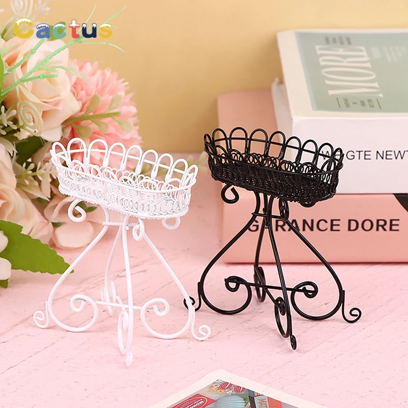 1:12 Dollhouse Miniature Flower Stand Display Shelf Iron Storage Rack Doll Furniture Model Decor Toy Doll House Accessories