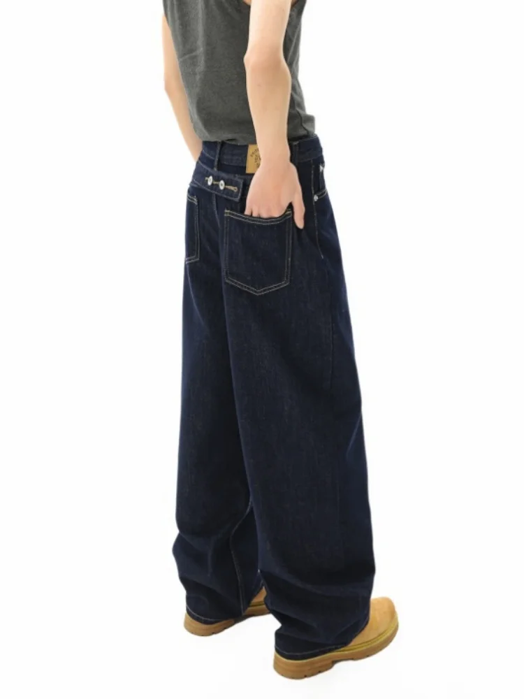 

American Style Men's Spring Autumn Denim Jeans High Street CleanFit Loose Straight Leg Wide Leg Pants Micro Flared Long Trousers