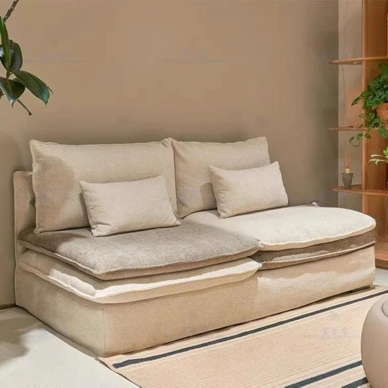 Living room sofa small apartment super soft double three-person linen fabric sofa removable and washable