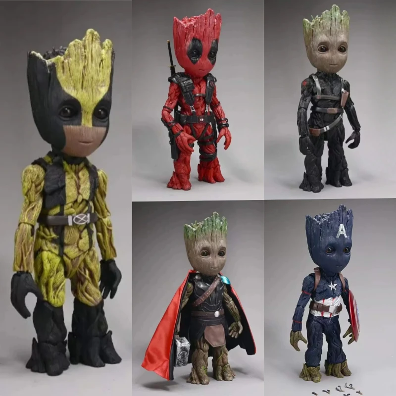 

Guardians of The Galaxy Groot Cosplay Series Cosplay Deadpool Captain America Wolverine Thor Action Figure Model Ornament Gift