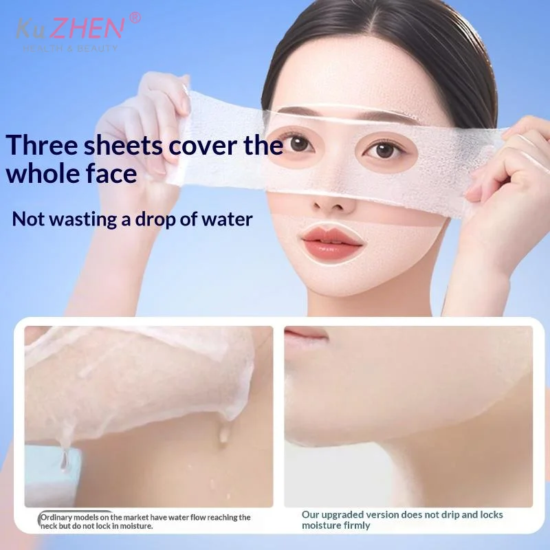 1pack 3 In 1 Stretchable Wet Facial Cotton Pads Wet Compress Pre Cut Fluorescent-Free Soft Mask Sheets for Home Spa Skincare Use