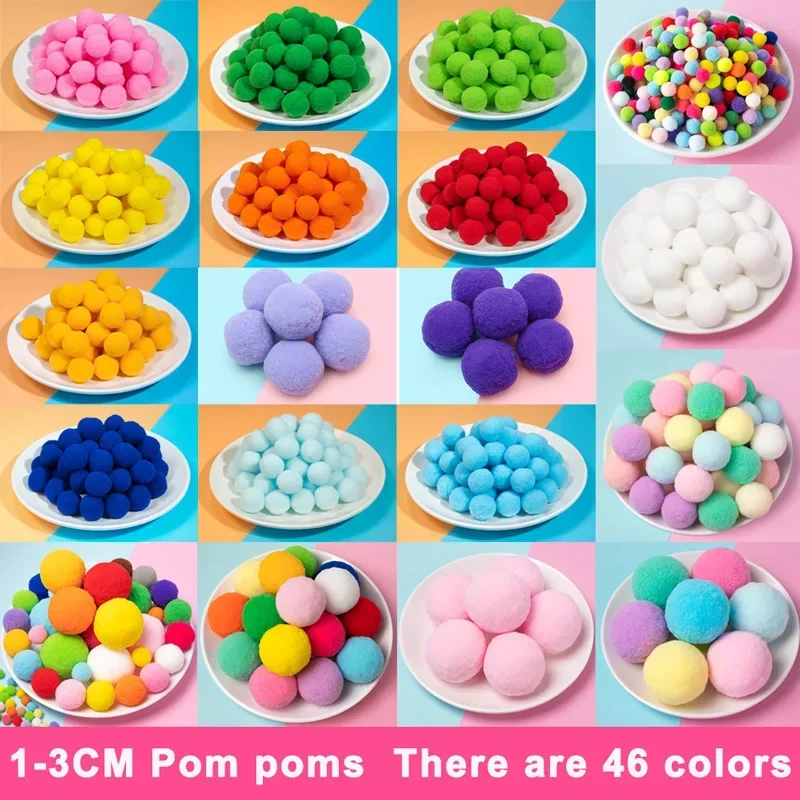 30-300Pcs Assorted Pompoms Mini Fluffy Soft Pom Poms Fur Ball For DIY Crafts Pom Pom Ball Kids Creative Decor 8/10/15/20/25/30mm