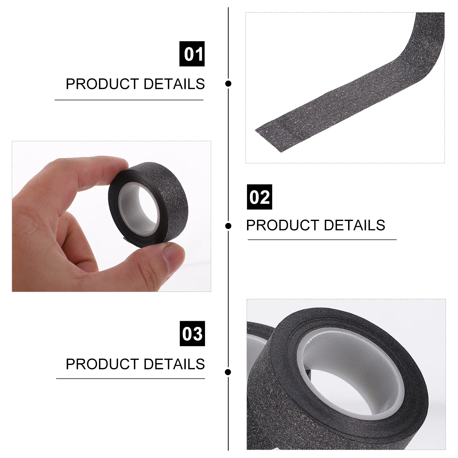 

6pcs 6 Rolls Black Glitter Paper Tape Diy Scrapbook Craft Making Roll Adhesive For Art Projects Handmade Tools Craft Tape