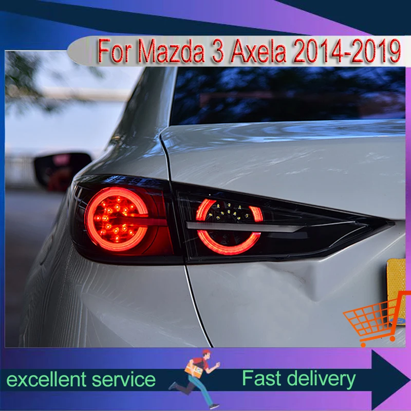 

Стайлинг автомобиля для Axela Mazda 3 Mazda3 2014-2019, задний фонарь с двойным кругом, обновленный задний светодиодный стоп-сигнал DRL, автоаксессуары