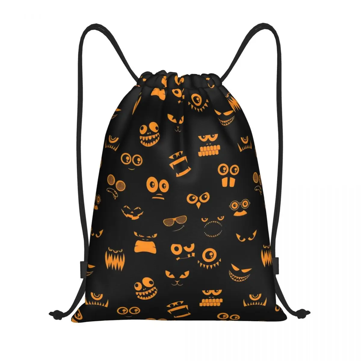 Custom Spooky Monster Eyes In The Dark Halloween Party Hollow Drawstring Backpack Sports Gym Bag for Women Men Training Sackpack