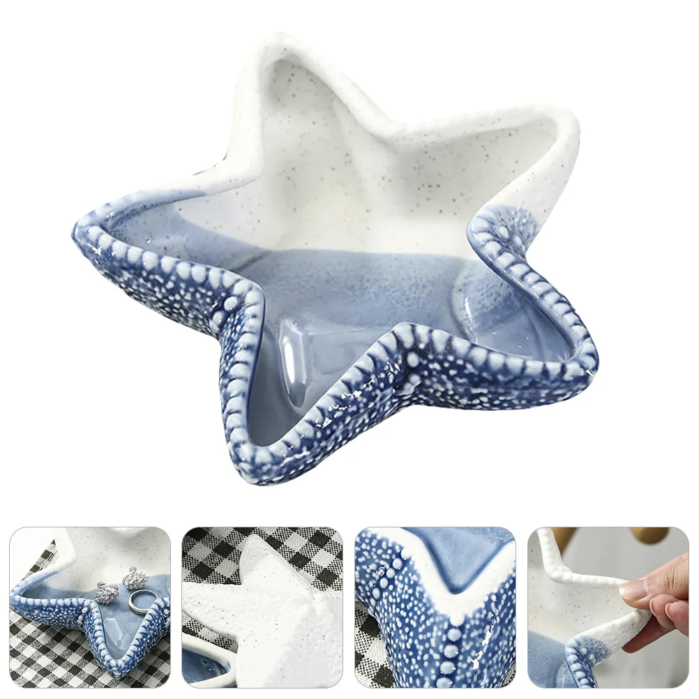 Ceramic Jewelry Dish Star Shaped Tray Durable Pretty Preschool Education Festive Gift Jewelry Storage Plate Tray