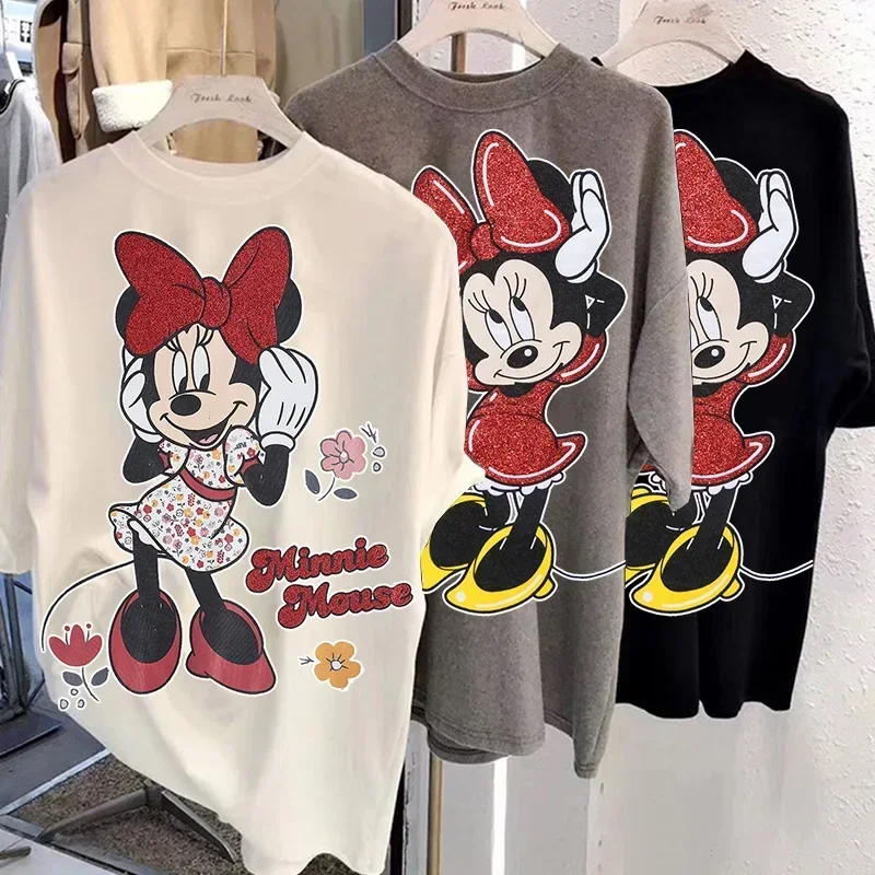 Kawaii Minnie Women T-shirt Clothing Harajuku Korean Fashion Oversized T Shirt Y2k Clothes Anime Graphic T-shirts