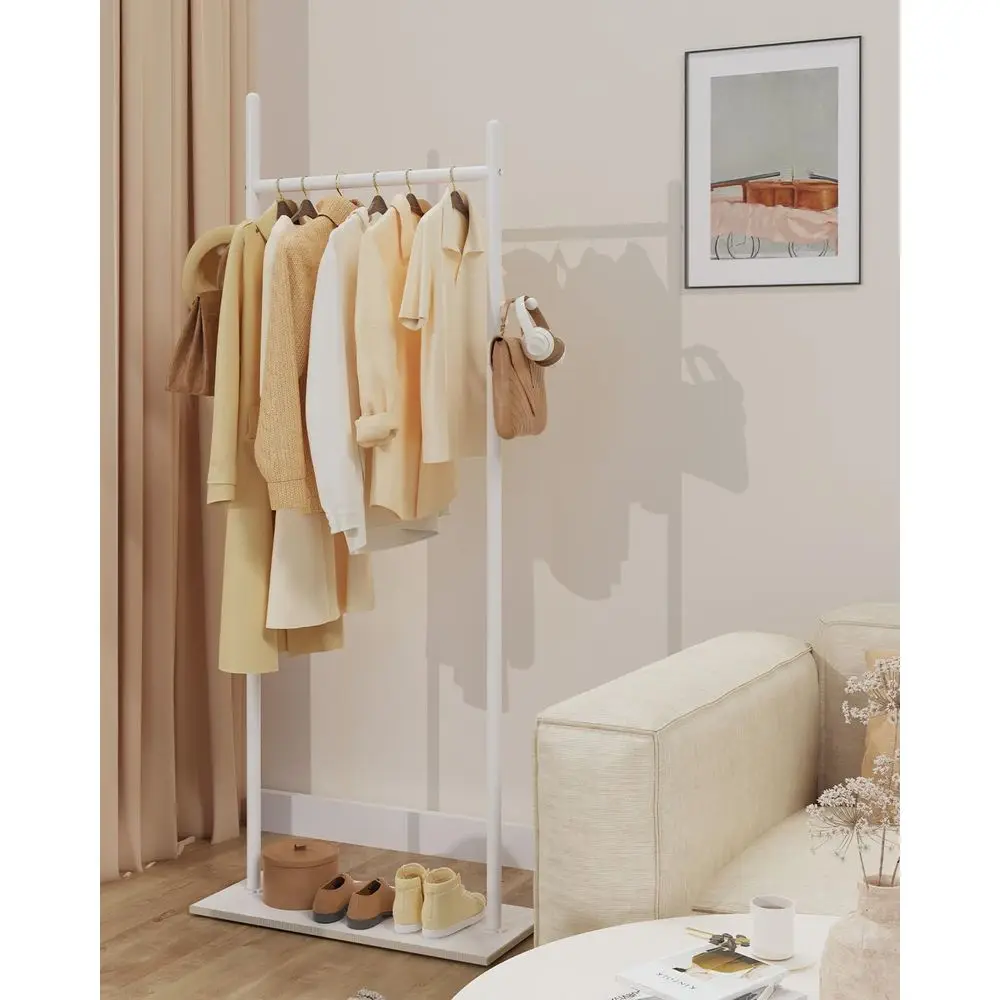 Cabide autônomo moderno com 2 ganchos, base Heavy Rock, 25,6 x 11,8 x 68,9 polegadas, branco