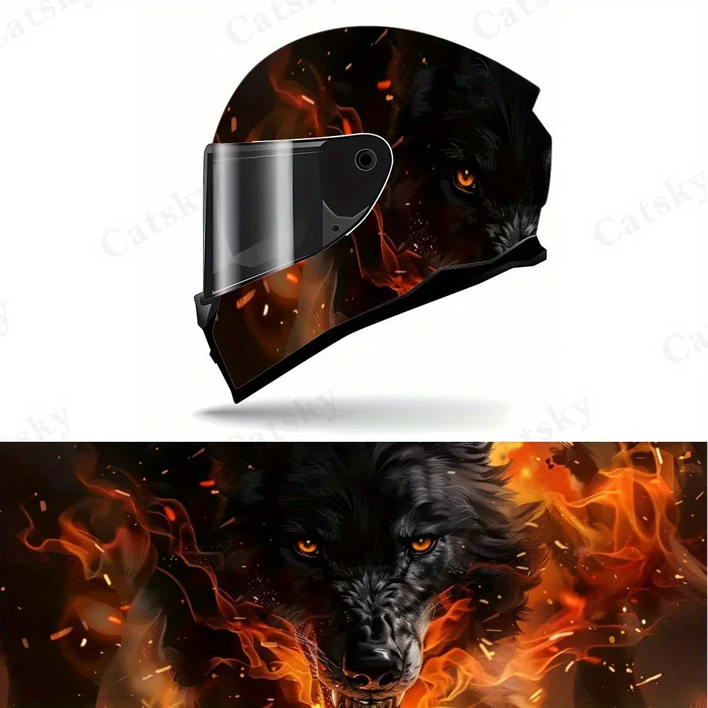 

Fire Wolf Helmet Sticker - High Quality PVC Material, Cool Shape of Flame Wolf, A Personalized Gift for Helmet Enthusiasts | Fir