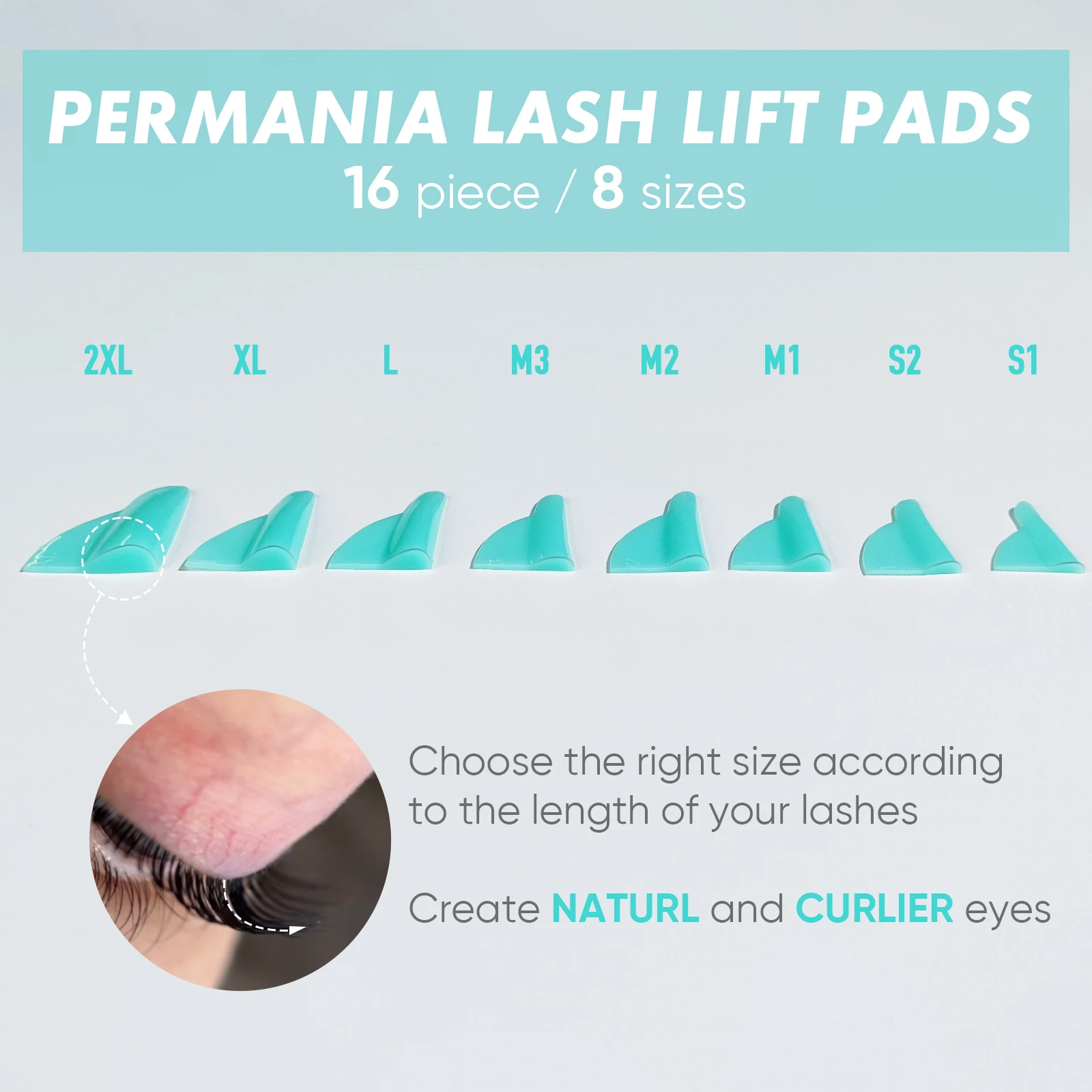 PERMANIA 8 Par Silikonowych Podkładek do Rzęs Bez Kleju, Samoprzylepne Podkładki do Podnoszenia Rzęs, Akcesoria do Liftingu Rzęs 3D, Narzędzie do Makijażu