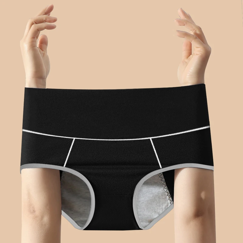 3Pcs Plus Size Women\'s Panties High Waist Leak Proof Menstrual Pants Widen Period Underwear Physiological Cotton Female Briefs