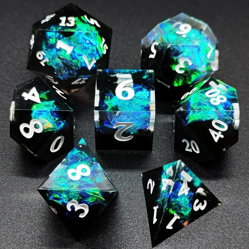 

New Upscale Resin Transparent Sharp Corner Dice Set D4 D6 D8 D10 D% D12 D20 Polyhedral Dice For Table Games Role Playing Game