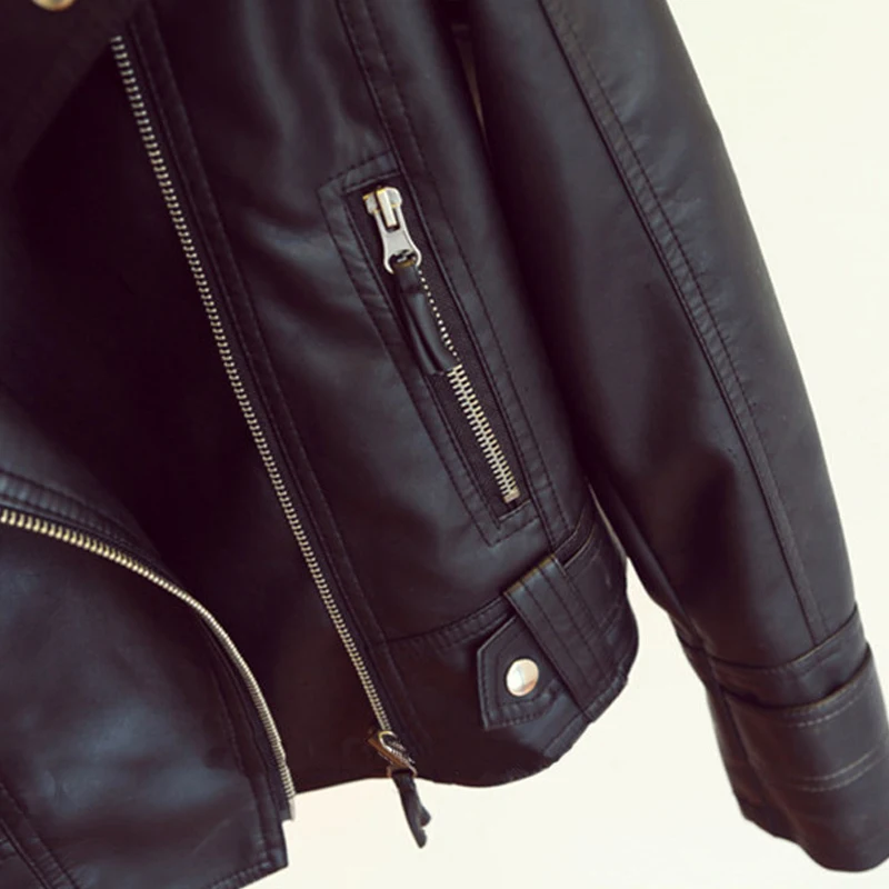 Leather Jacket Women 2024 Spring Autumn Female Loose PU Classic Moto Biker Jacket Lady Basic Coat Plus Size Outerwear