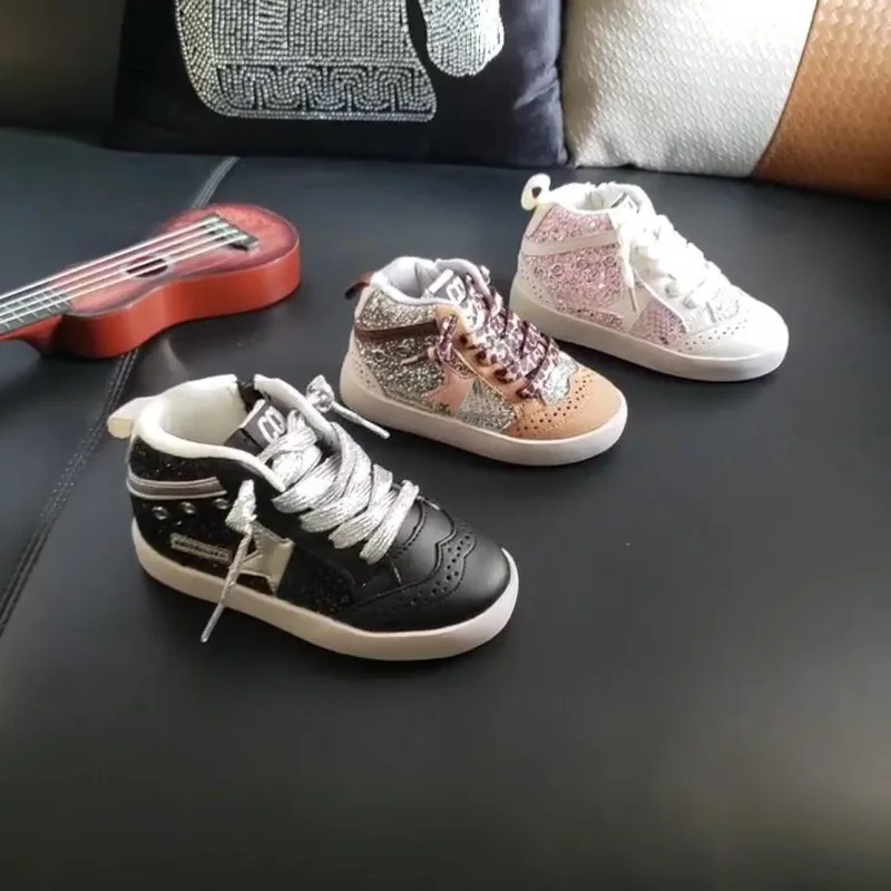 

Boys Girls Children's Genuine Leather Sports Shoes Kids High-top Soft Sole Casual Sports Shoes All-season Student Casual Shoes