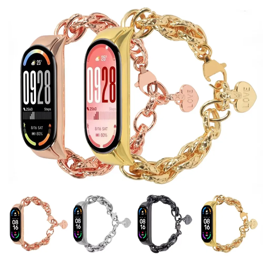 Fashion Metal Strap for Xiaomi Mi Band 10 9 8 7 6 5 4 Women Comfortable Wristband Xiaomi Mi Band 10 Replacement Bracelet Correa