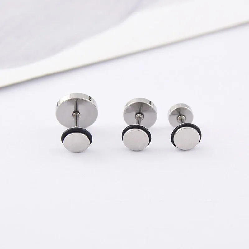 Stainless Steel Classic Barbell Shape Men and Women Ear Stud New Fashion Roman Numeral Screw Earrings Fasion Punk Jewellery Gift