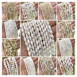 Natural Shell Rice Square Faceted Love Drop Shape Loose Spacer Beads for Jewelry Making Diy Earrings Bracelets Accessories 15''