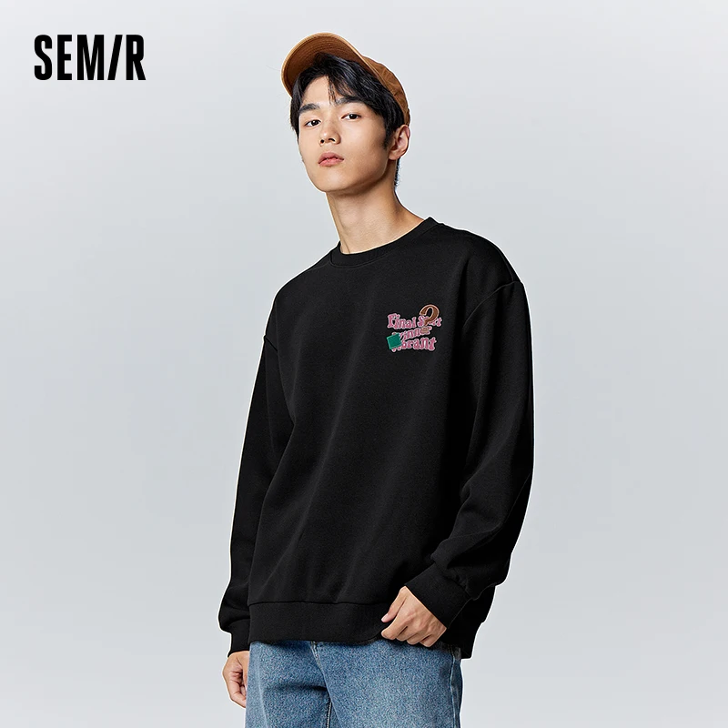 Semir Sweatshirt Men Winter Letter Print Exquisite Fashion Travel Daily Casual Style Loose Pullover Sweatshirt