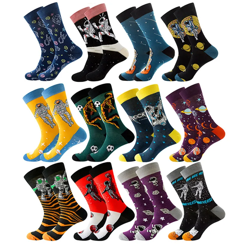 

Cosmic Series Cotton Socks Men Planet Constellation Astronaut Pop Harajuku Fashion Streetwear Skateboard Socks