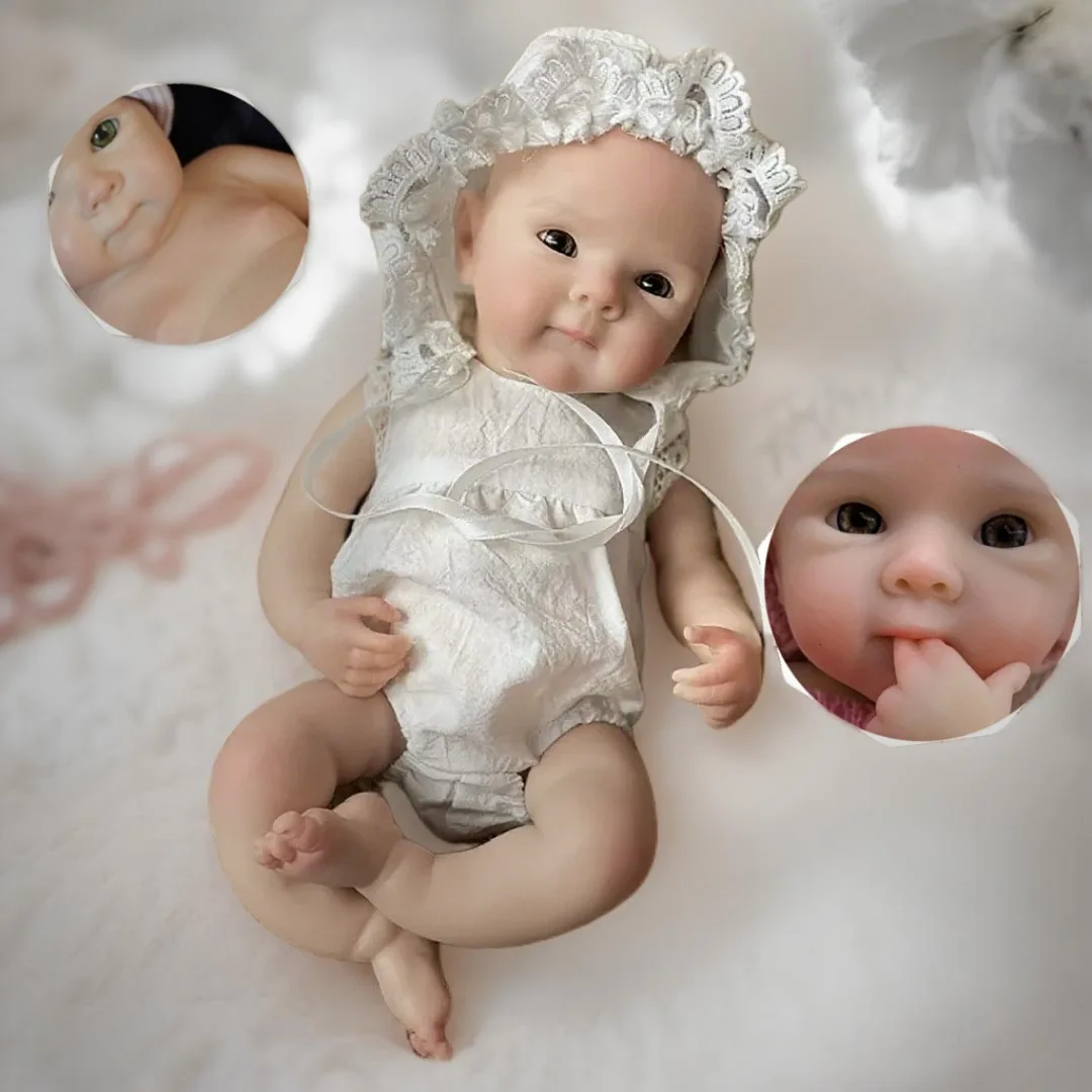 

13Inch Open Mouth Bettie bebe reborn de silicona Girl Doll With 2 Sets Outfits 3D Painted Skin Soft Touch Newborn Silicone Doll