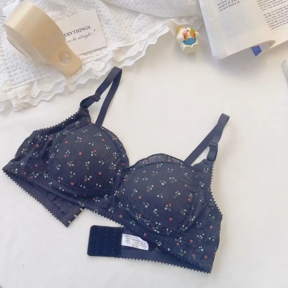 薄い甘い花ワイヤレスディープ V ブラジャー下着抗たるみブラジャー女性のための耐衝撃ランジェリープッシュアップブラジャーギフト