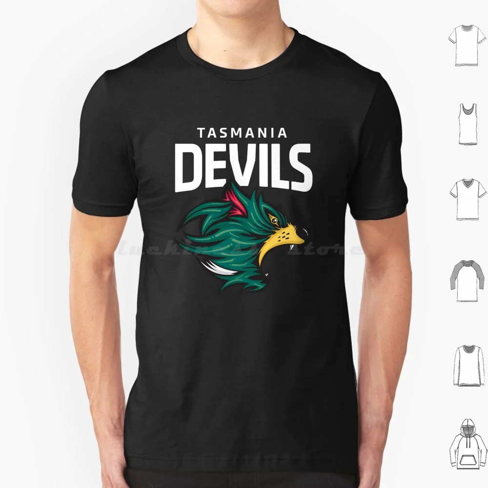 Tasmania Devils Football Club White Lettering T Shirt 6xl Cotton Cool Tee Tasmania Tasmanian Devils Devil Football Club Footy