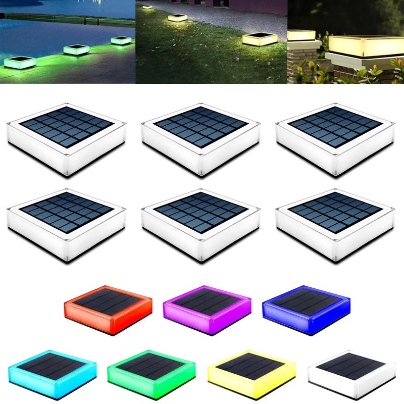 

RGB Gradient Garden Light Solar Square Column Light LED Solar Deck Light Outdoor Waterproof Landscape Lighting Decoration