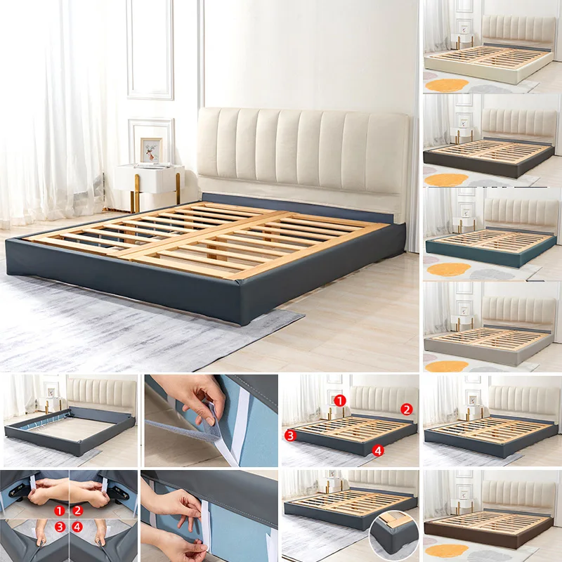 Self Adhesive Bed Frame Wrap Cover Universal  Wrinkle Free Washable Bed Frame Cover for King Queen Full Twin Size Bed