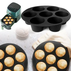 7 Even Cake Cups Air Fryer Accessories Round Muffin Cup Mold Microwave Oven Baking Mold Baking Bakeware Mat Baking Tray Cake Pan