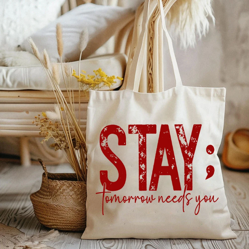 Boho Design STAY TOMORROW NEEDS You Valentine's Day Tote Bags Ladies Shoulder Bag Shopping Bag Large Capacity Canvas Women Bags