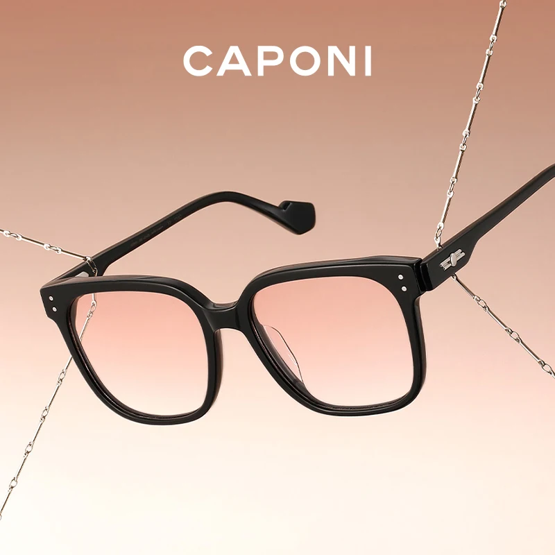 CAPONI Acetate Blush Sunglasses Gradient Pink Anti-reflective Korean Design Women's Sun Glasses UV400 Protection Eyewear CP8026