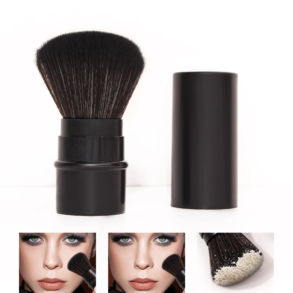 1PCS Retractable Makeup Brush Soft Hair Powder Blusher Makeup Brush Portable Makeup Brush Multi Functional Facial Makeup Brush