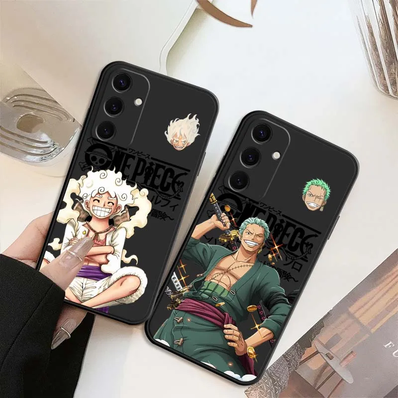 

One Piece Luffy Cartoon Art Phone Case For Samsung Galaxy S25 S24 S23 S22 S21 S20 S10 S9 Ultra Plus FE 5G Black Soft Cover