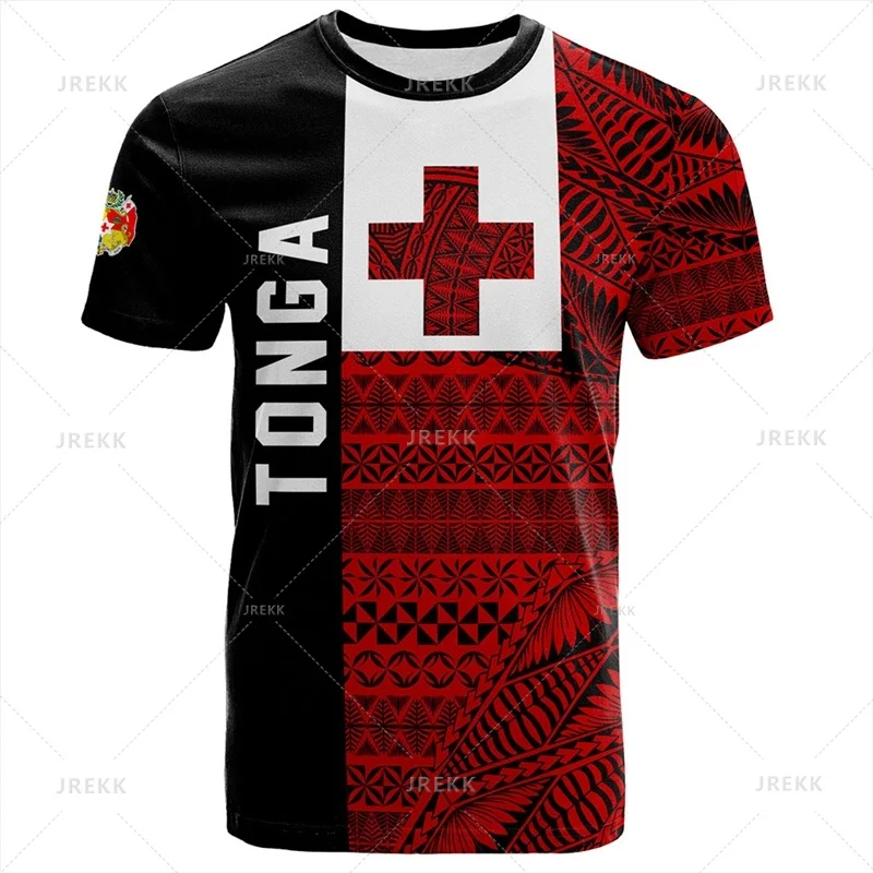 Summer New 3D The Kingdom Of Tonga Printing T Shirt Oceania Tonga Emblem Graphic T-shirts Fashion Streetwear Mens Clothes