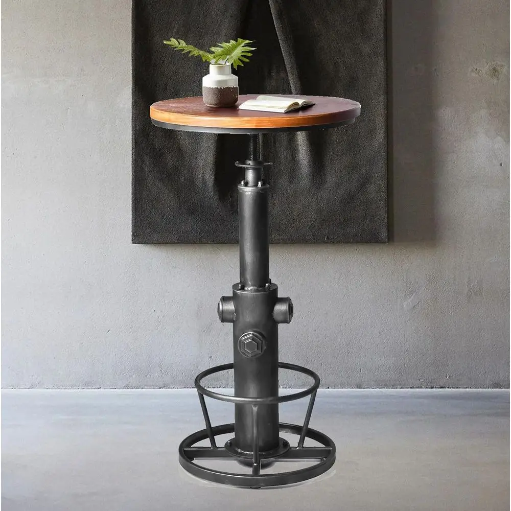 

Регулируемый по высоте барный стол в индустриальном стиле, 38.58-48.43 дюйма, серебристое покрытие, для кухни, столовой или бистро