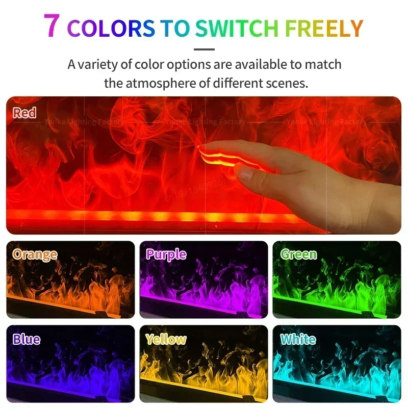 3D Atomized Fireplace with Colorful Steam Flame ECO Friendly Indoor Decorative Water Vapor Mist Intelligent Electric Fireplace