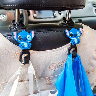 2pcs/set Disney Stitch Anime Car Hook Cartoon Stitch Figure Hook Car Accessories Seat Hooks Kawaii Shelving Convenience Hooks