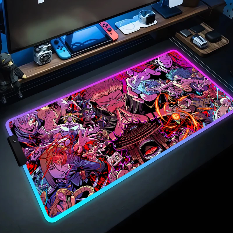 RGB Mouse Pad S-Satoru Gojos Non-Slip Rubber Edge locking mousepads Game play mats notebook computer J-Jujutsu K-Kaisens style