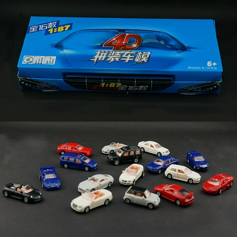 

16 шт./набор, 4D пластиковые сборные автомобильные весы 1:87