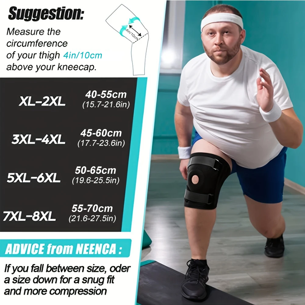 قطعة واحدة من دعامة الركبة للساق الكبيرة - دعامة الركبة بمقاس كبير مع مثبتات جانبية للرجال أو النساء الكبار والتهاب المفاصل والتهاب الأوتار الأنفية #4