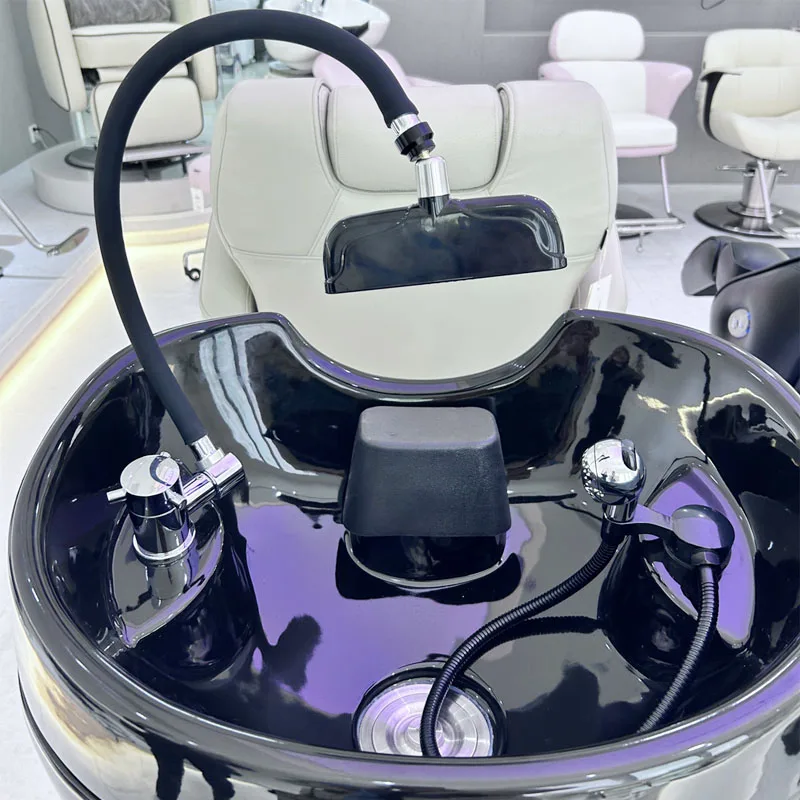 Accesorios directos de fábrica para cama de Spa con cabezal de agua para vaporizador de pelo, equipo de salón de belleza de Color de lavabo negro