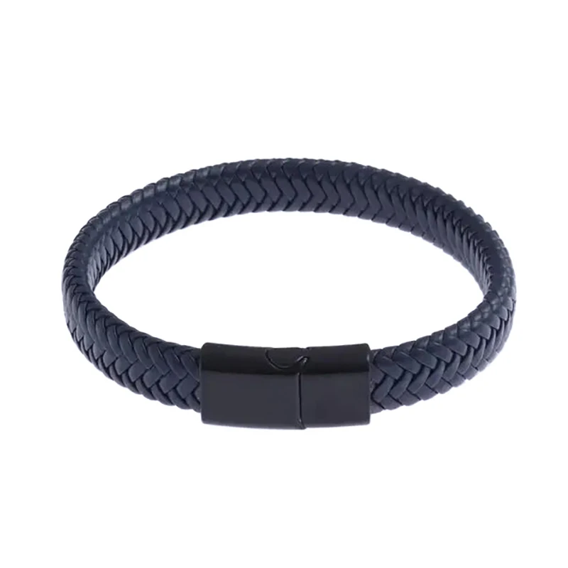 1pc Men\'s Classic Black Leather Bracelet Elegant Hand Jewelry Best Gift For Men Bangles Simple Style Thread Braclet