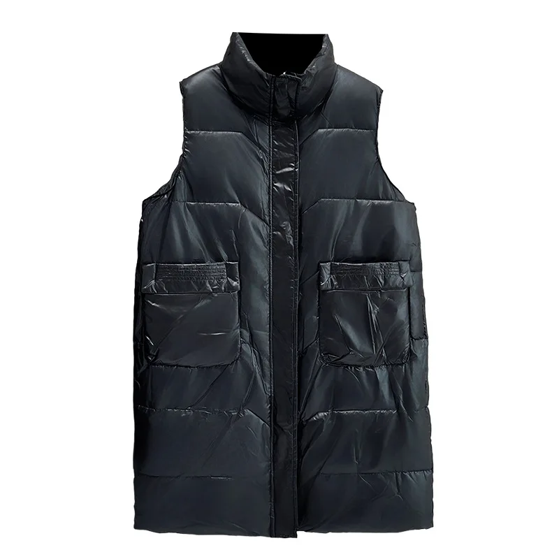 

XXXXXL Fashion Plus Size Women's Parkas 2025 Autumn/Winter New Style Stand Collar Long Warm Padded Vest Sleeveless Waistcoat