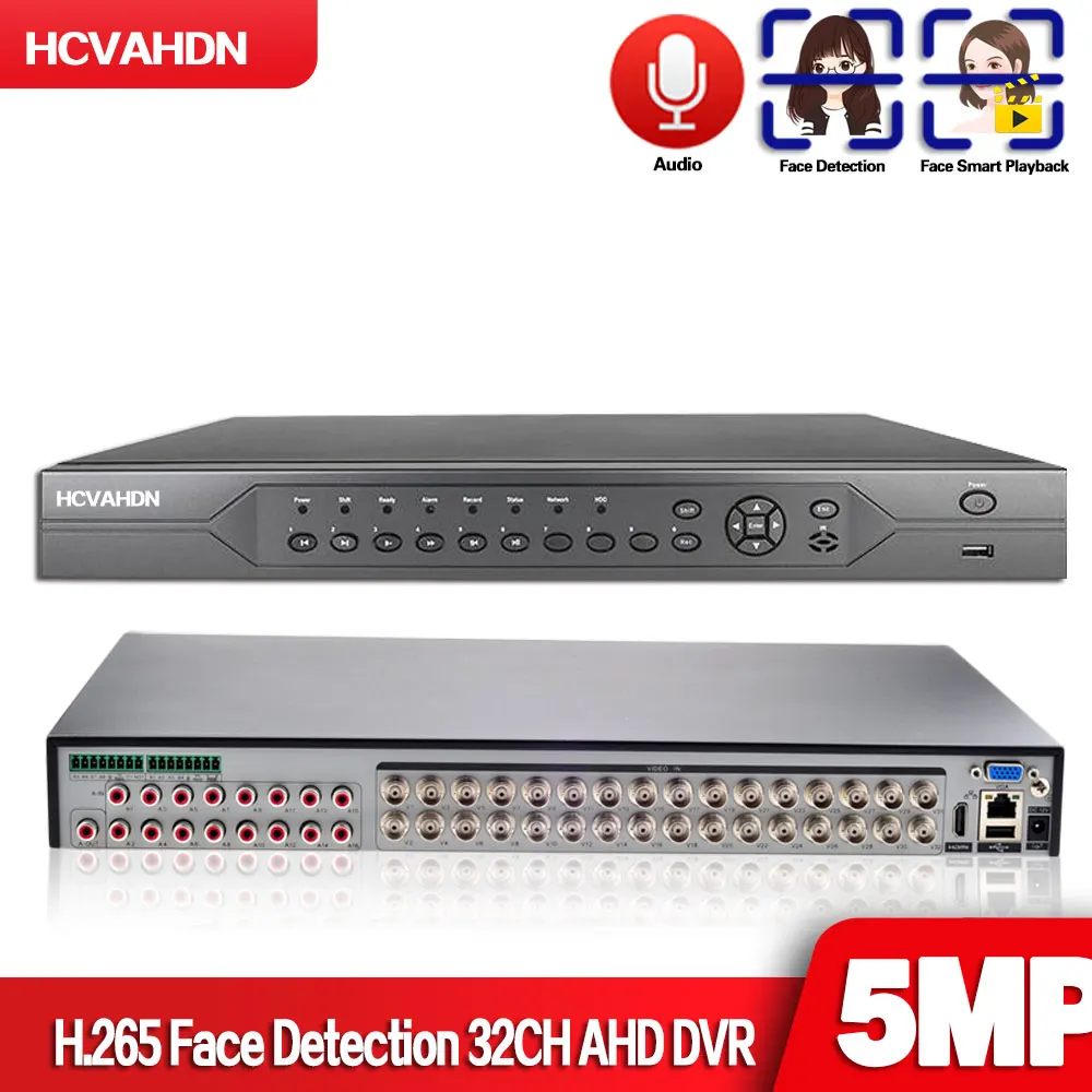 32CH CCTV DVR Security Camera System 5MP Face Detection XMEYE Hybrid 6 In 1 NVR 4K 16CH Digital Surveillance Video Recorder P2P