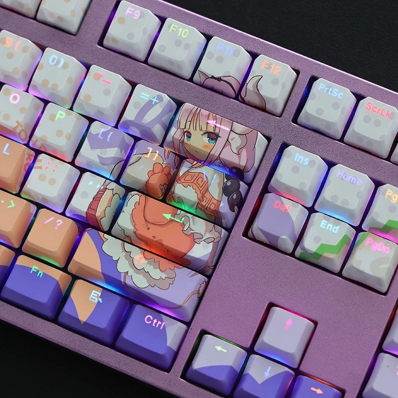 Imagem -03 - Chaves Miss Kobayashi Dragão Maid Keycaps Perfil Oem Anime Japonês Keycaps Pbt Dye Sublimação Teclado Backlight Keycap 108