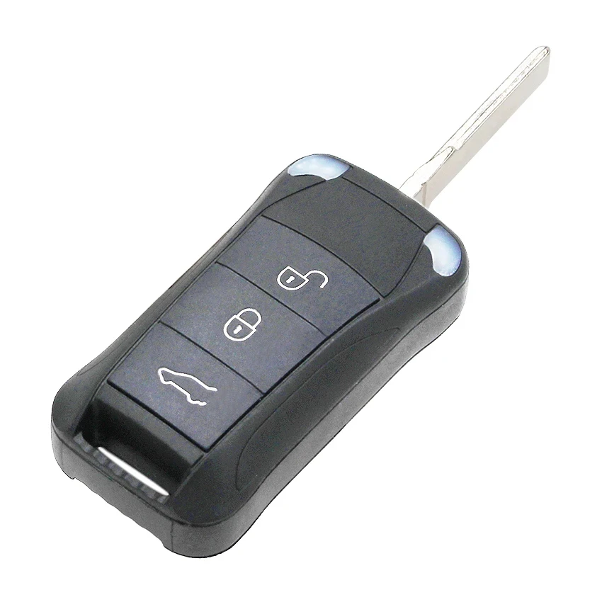 

for Porsche 3 Buttons Flip Remote Key Shell Case Fob for Cayenne Uncut HU66 Blade