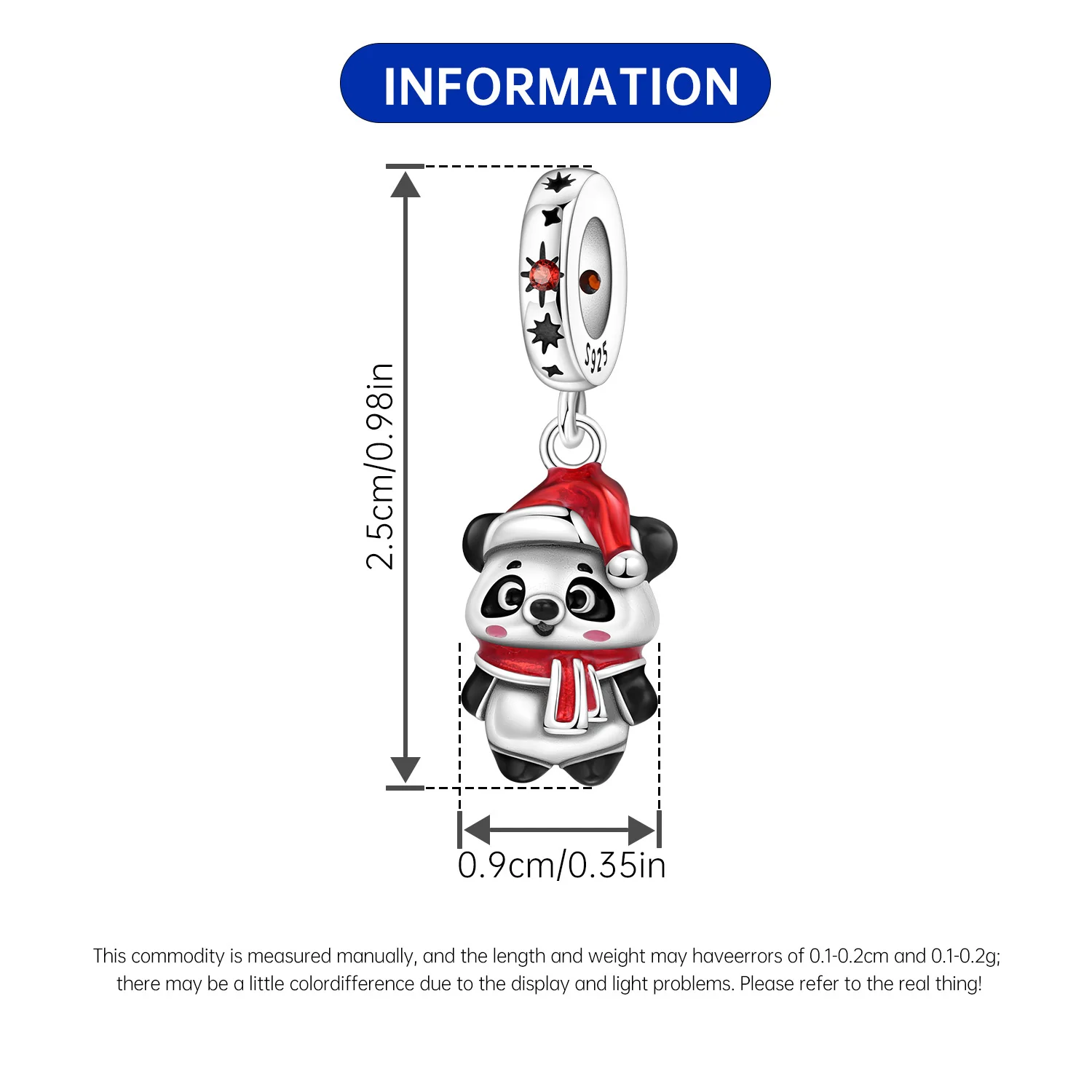 Orstarry 925 فضة عيد الميلاد الباندا مهرجان الخرز المعلقات الأصلية سوار حلية مجوهرات حفلة لتقوم بها بنفسك الهدايا العصرية