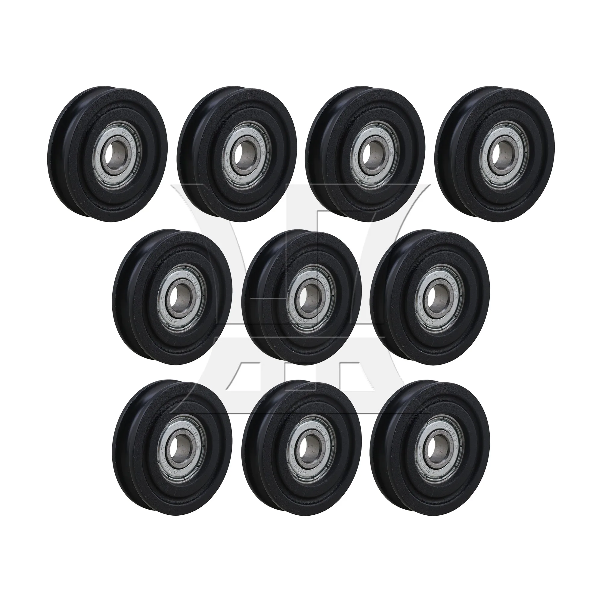 

10 Pcs Groove Bearing Pulley Rollers 8mm ID x 40mm OD Black for Doors